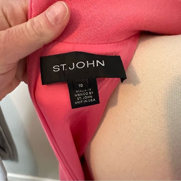 [St John] Pink Creep Knit Sleeveless Dress - Size 10 - Picture 4 of 9